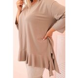 Kesi Włoski Women's Plus Size blouse with cotton, featuring a pocket and rolled sleeves kiwi | Shoptok.si