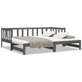  Izvlečna dnevna postelja siva 2x(90x190) cm trdna borovina, (21073734) | Shoptok.si