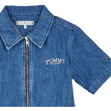 Tommy Hilfiger Kratke obleke ZIP SS DRESS WASHED Modra Cene