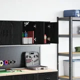 Garažni zidni ormarići 2 kom crni od konstruiranog drva