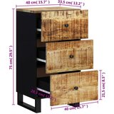 vidaXL Komoda s 3 predali 40x33,5x75 cm trden mangov les | Shoptok.si