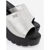 GOODIN Silver flip-flops on a black platform | Shoptok.si