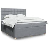 vidaXL Box spring postelja z vzmetnico svetlo siva 200x200 cm blago | Shoptok.si