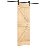  Klizna vrata Prirodna i crna 70 x 210 cm Čvrsta borovina | shoptok.hr