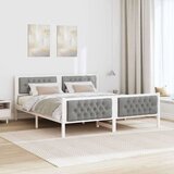 vidaXL Konstrukcija postelje z vzglavjem Svetlo siva 160 x 200 cm, (5000084201) | Shoptok.si