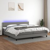 vidaXL Krevet box spring s madracem LED tamnosivi 200x200 cm tkanina Cijene