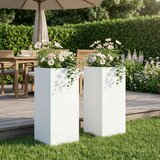  Vrtna saksija 2 kom. Bijela 20 x 20 x 50 cm Čelična vrata | shoptok.hr