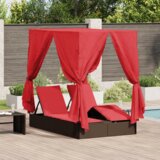  Dvojni ležalnik na soncu Rdeča 205 x 129 x 200 cm poli ratan, (5000285962) | Shoptok.si