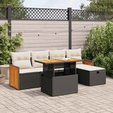 Maison Chic Seti vrtnega pohištva - Vrtna garnitura - Vrtni pohištvo set 6-delna z blazinami črna poli ratan, (21805182) | Shoptok.si