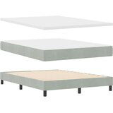 Box Spring Krevet s Madracem &amp LED Svjetlom Svjetlosiva 140x200 cm Baršun | shoptok.hr