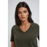 Marisse Olive V-Neck T-Shirt | Shoptok.si
