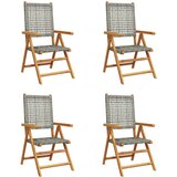 Maison Chic Nastavljivi vrtni stoli - Stol za vrt 4 kosi siv poli ratan in trden les JS116, (21877451) | Shoptok.si