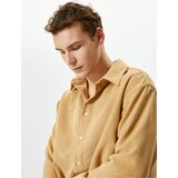Koton Velvet Shirt Long Sleeve Classic Collar Buttoned Cene