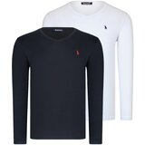 Dewberry DUAL SET T8587 V COLLAR MEN'S SWEATSHIRT-WHITE-BLACK | Shoptok.si