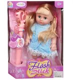 Magic Toys 36cm velika igralna lutka s kodrasto rjavimi lasmi z igrajočim in svetlečim žezlom | Shoptok.si