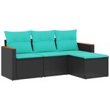 vidaXL 4-delni vrtni komplet sedežnih garnitur z blazinami črne barve poli ratan, (5000293693) | Shoptok.si