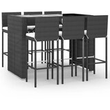 The Living Store Vrtna barska garnitura z blazinami 7-delna črna poli ratan - Vrtna Barska Garnitura, (21422464) | Shoptok.si