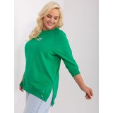 Fashion Hunters Green plus size blouse with slits | Shoptok.si