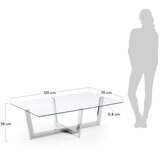 Kave Home Stolić za kavu sa staklenom pločom stola u srebrnoj boji 70x120 cm Plam – | shoptok.hr