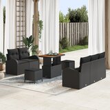 vidaXL 8-delni vrtni sofa set z blazinami Črn Poli ratan akacija, 2-sedežni vrtni sofa z blazinami Črn Poli ratan, 3-delni vrtni jedilni set z blazinami Črn Poli ratan akacija Cene