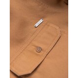 Ombre Men's REGULAR FIT cotton shirt with buttoned pockets - camel | Shoptok.si