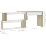  Kutni radni stol bijeli i boja hrasta 200 x 50 x 76 cm drveni | shoptok.hr