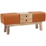  Klupa 110 x 30 x 45 cm Prava koža Smeđa Slike