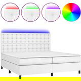 Maison Chic Box spring postelja - Vzmetna postelja z vzmetnico LED bela 200x200cm umetno usnje SL2963, (21906105) | Shoptok.si