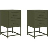 Furnova Nočna omarica 2 kosa olivno zelena 36x39x60,5 cm jeklo, (21927499) | Shoptok.si