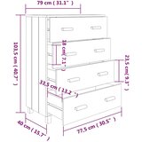  Komoda HAMAR boja meda 79 x 40 x 103,5 cm od masivne borovine | shoptok.hr
