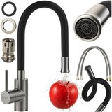Ruhhy 26324 kuhinjska armatura s fleksibilnim izlivom 360°, perlator – črna/srebrna | Shoptok.si