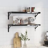 The Living Store Stenske police 2 kosa 75x23,5 cm črna nerjaveče jeklo - Stenska Polica, (21554813) | Shoptok.si