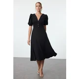 Trendyol Black Stone Accessory Detailed Woven Dress