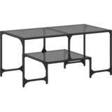  Stolić za kavu s crnom staklenom površinom 98,5x50x45 cm čelik | shoptok.hr