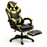 Lean Toys Igralni stol LEAN črno-rumeni – ergonomski gaming stol z naslonom za noge | Shoptok.si