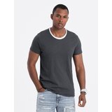 Ombre Men's t-shirt with raw finish - dark grey | ePonuda.com