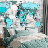  Foto tapeta - World Map: Blue Continents 343x256 Samoljepljiva | shoptok.hr