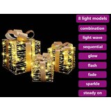 vidaXL Darilna škatla med 60 LED 3 pcs Toplo bela 20 x 20 x 20 cm PET | Shoptok.si