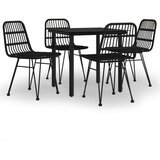 5-dijelni vrtni blagovaonski set od poliratana crni Crna Dužina stola 80 cm | shoptok.hr