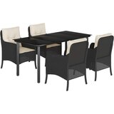  5-dijelni vrtni blagovaonski set s jastucima od poliratana crni Crna Dužina stola 160 cm | Shoptok.si