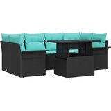  Sjedeća garnitura za vrt s jastukom 7 pcs Crna Poli Ratan | shoptok.hr