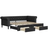  Dnevni krevet na razvlačenje crni 90 x 200 cm od umjetne kože | shoptok.hr