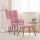 vidaXL stol za sproščanje s stolčkom roza žamet | Shoptok.si