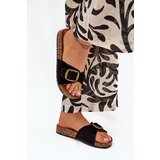 Boto Women's Sandals With Buckle On Cork Platform Black Zavira Cijene