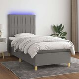  Box spring s madracem LED tamnosivi 90x200 cm tkanina Cijene