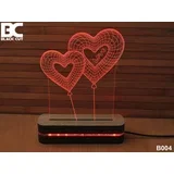 3D lampa sa 9 različitih boja i daljinskim upravljačem - dva srca ( B004 )