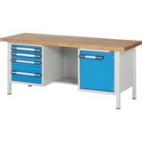 eurokraft pro delovna miza z ogrodjem serije 8, 4 predali: 2 x 90, 1 x 120, 1 x 240 mm, 1 vrata 540 mm, odprta sredina, šxg 2000 x 700 mm Cene