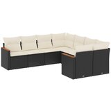 Maison Chic Seti vrtnega pohištva - Vrtna garnitura - Vrtni pohištvo set 8-delna z blazinami črn poli ratan, (21799664) | Shoptok.si