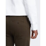 Ombre Men's classic cut chino pants with fine texture - dark olive | Shoptok.si