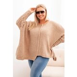 Kesi Włoski Women's Plus Size sweater with acrylic in a loose fit and 3/4 sleeves camel Cijene